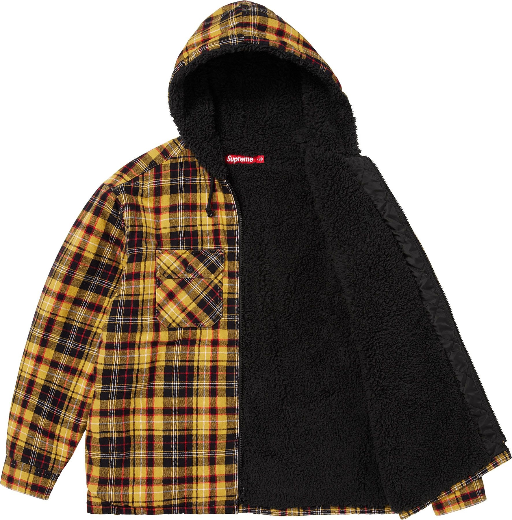 Lined Zip Up Hooded Flannel Shirt view 13